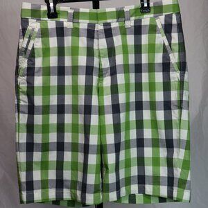 Boss Hugo Boss Green Plaid Relaxed Fit Golf Shorts - Size US 34R